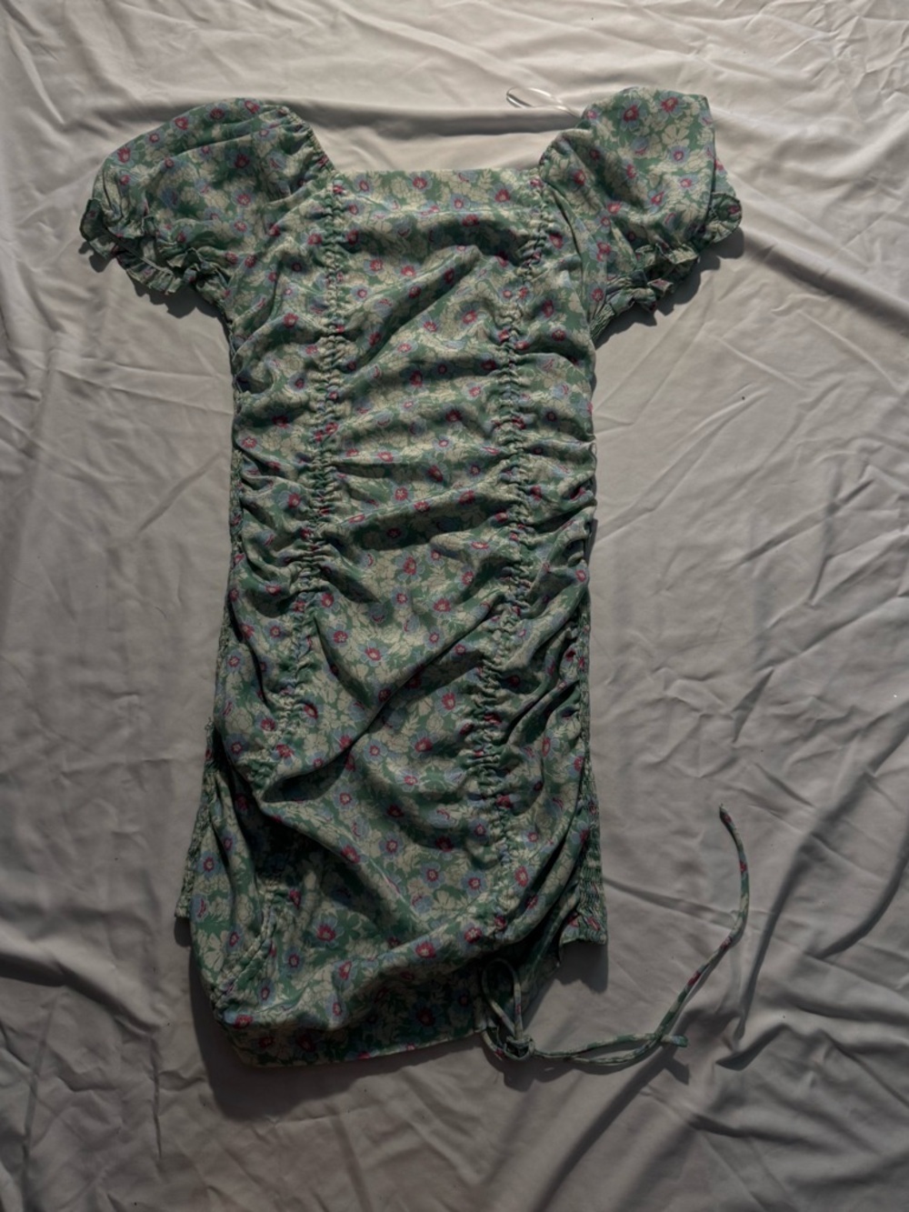 Love Tree Mint Floral Smocked Dress with Pink & Blue Accents